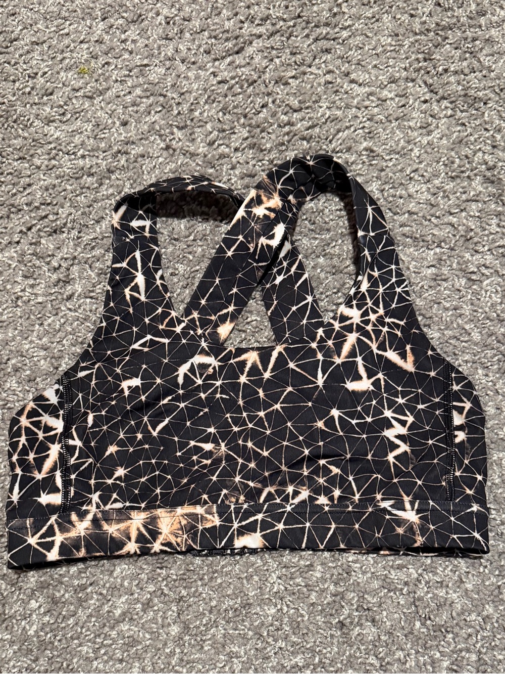 Black & Gold Geometric Crisscross Sports Bra